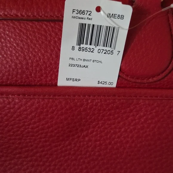 Red Coach Leather Satchel - Picture 7 of 8